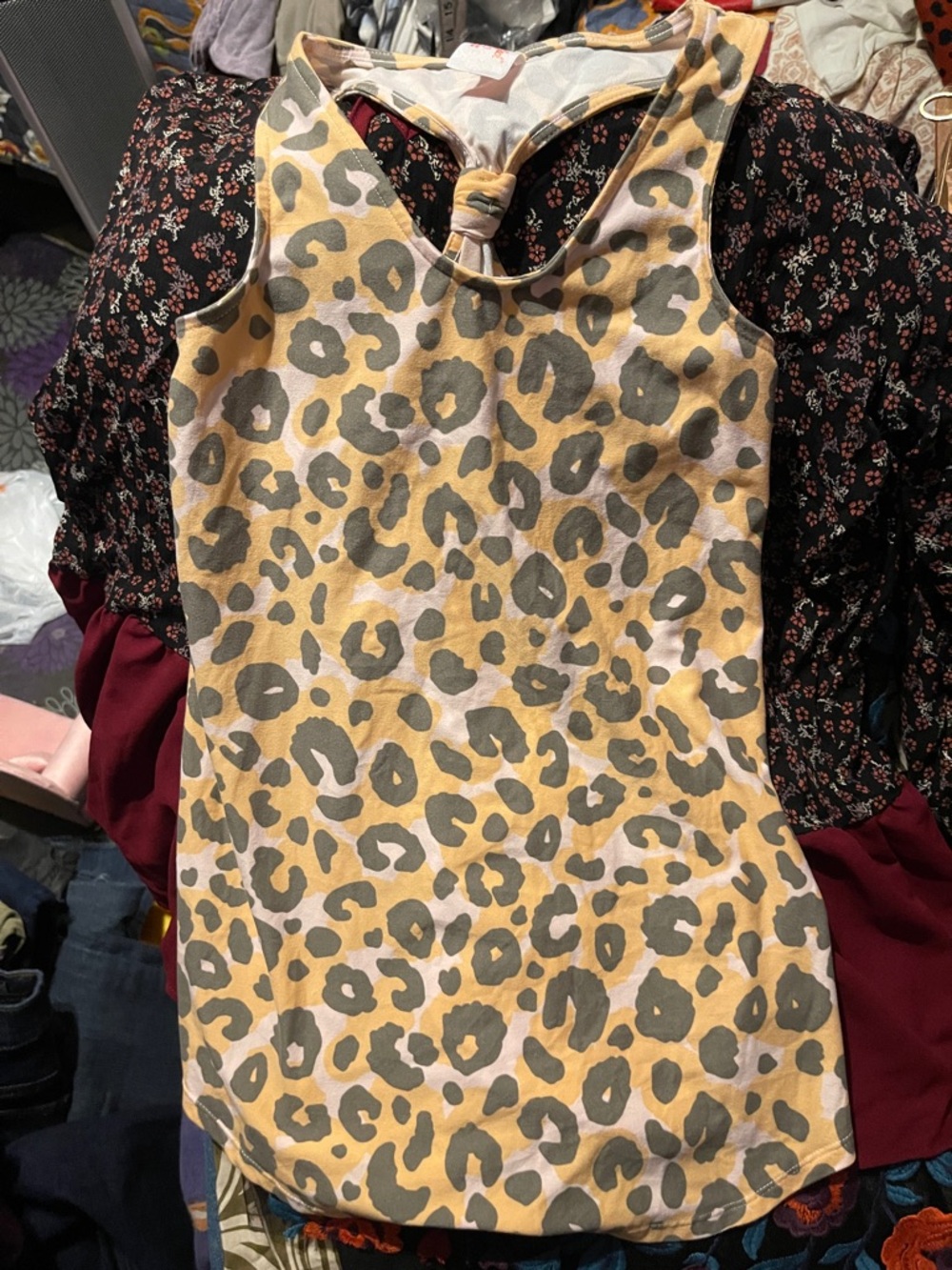 Cat & Jack Black Leopard Print Tank with Yellow Trim